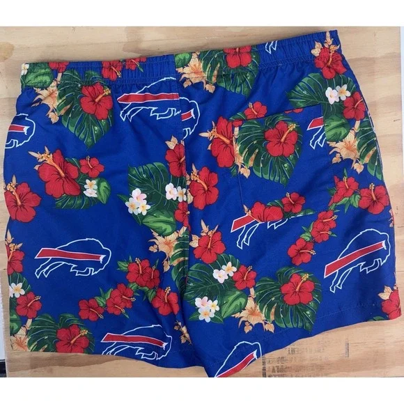 Buffalo Bills NFL Team Men's Swim Trunks Blue Hawaiian Print Lined Pockets XL - Picture 5 of 8